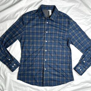 State & Liberty Flannel Shirt Mens X-Large Blue Tartan Plaid Casual Stretch